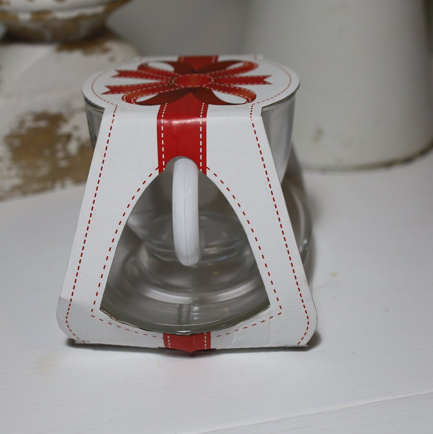 Cafe Tasse mit Untertasse 230ml Glas Sweet Home - Landhausstil {{ Shabby Chic und Landhaus Deko }} {{ www.Stein-Alt.de }}