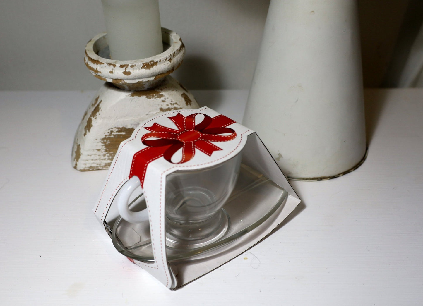 Cafe Tasse mit Untertasse 230ml Glas Sweet Home - Landhausstil {{ Shabby Chic und Landhaus Deko }} {{ www.Stein-Alt.de }}
