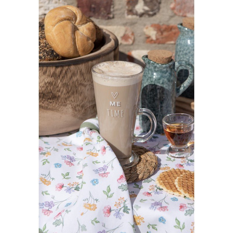 Cafeglas / Teeglas mit Henkel 250ml "Me Time" - Landhausstil {{ Shabby Chic und Landhaus Deko }} {{ www.Stein-Alt.de }}