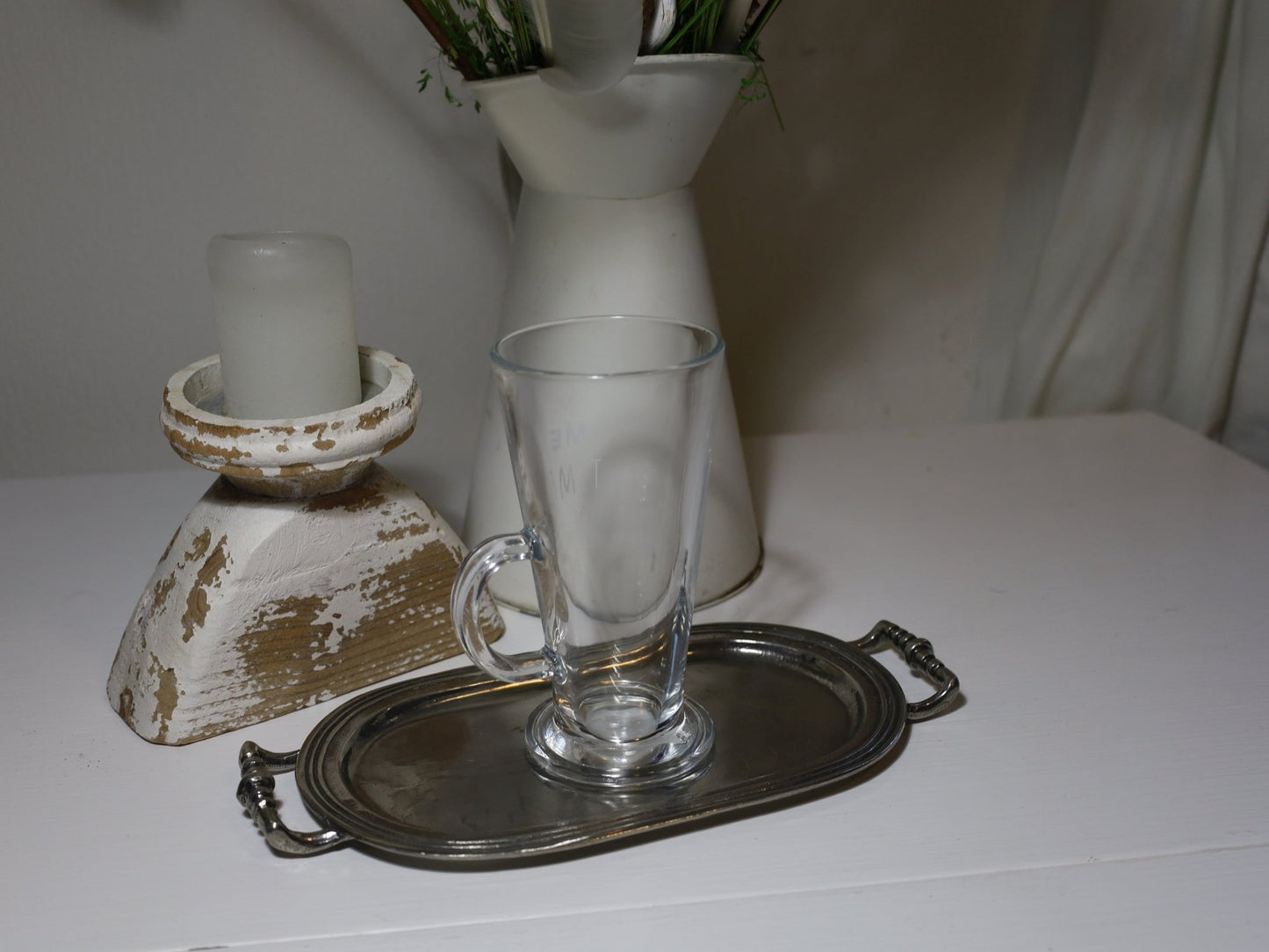 Cafeglas / Teeglas mit Henkel 250ml "Me Time" - Landhausstil {{ Shabby Chic und Landhaus Deko }} {{ www.Stein-Alt.de }}