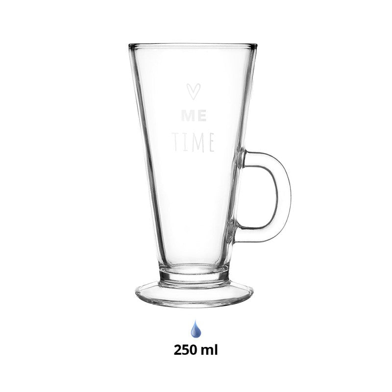 Cafeglas / Teeglas mit Henkel 250ml "Me Time" - Landhausstil {{ Shabby Chic und Landhaus Deko }} {{ www.Stein-Alt.de }}