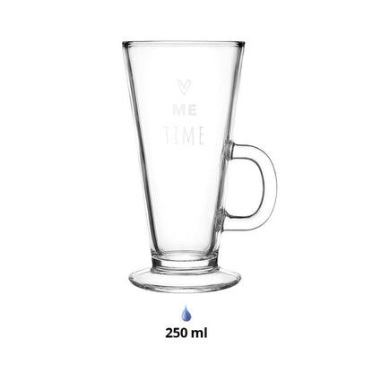 Becher, Tasse Cafeglas / Teeglas mit Henkel 250ml "Me Time" - Landhausstil Shabby Chic und Landhaus Deko bei www.Stein-Alt.de