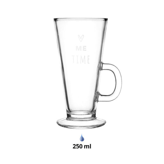 Cafeglas / Teeglas mit Henkel 250ml "Me Time" - Landhausstil {{ Shabby Chic und Landhaus Deko }} {{ www.Stein-Alt.de }}