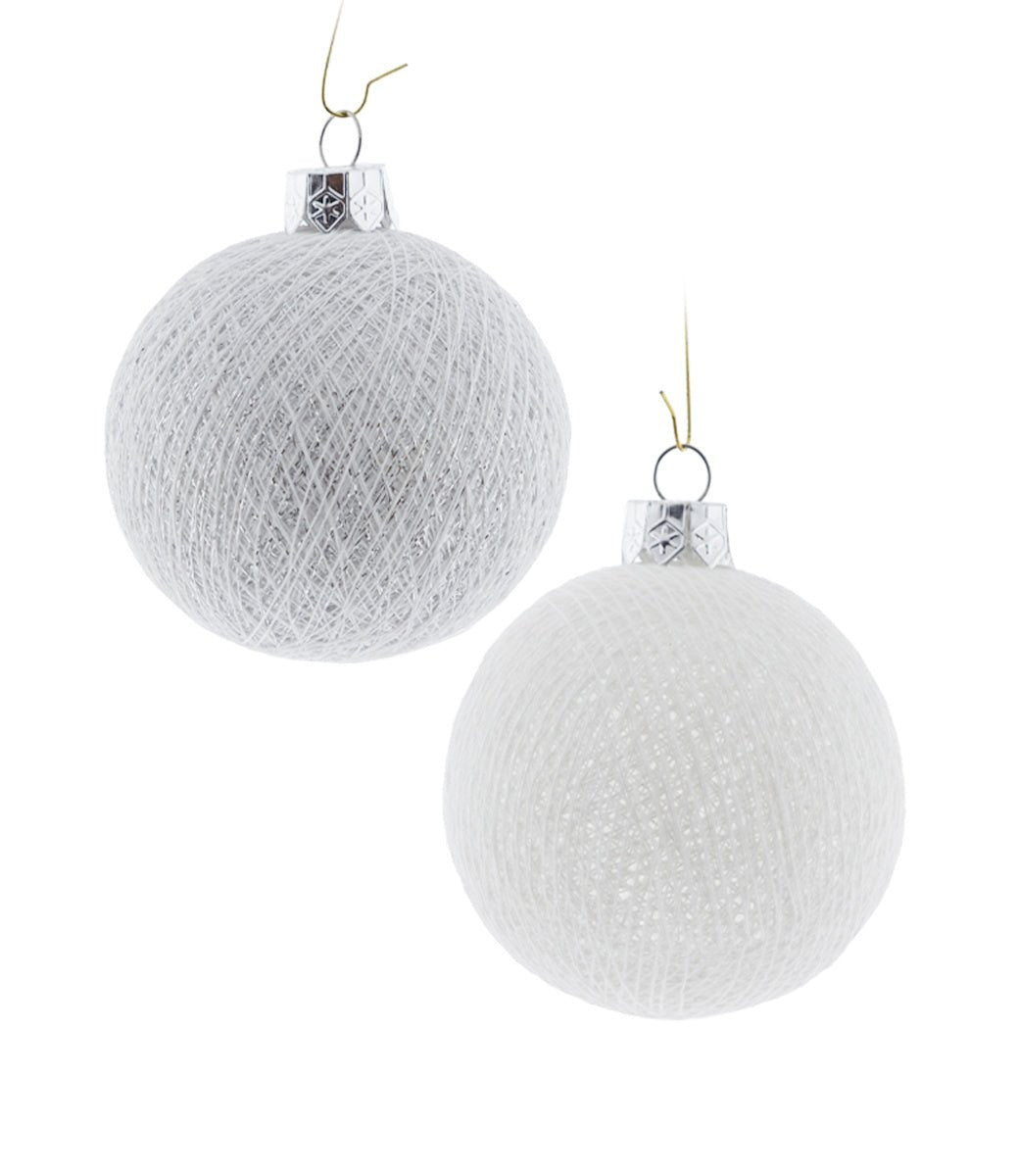 Cotton-Ball Kugeln Weiß - Weihnachtsbaumschmuck, Landhausstil {{ Shabby Chic und Landhaus Deko }} {{ www.Stein-Alt.de }}