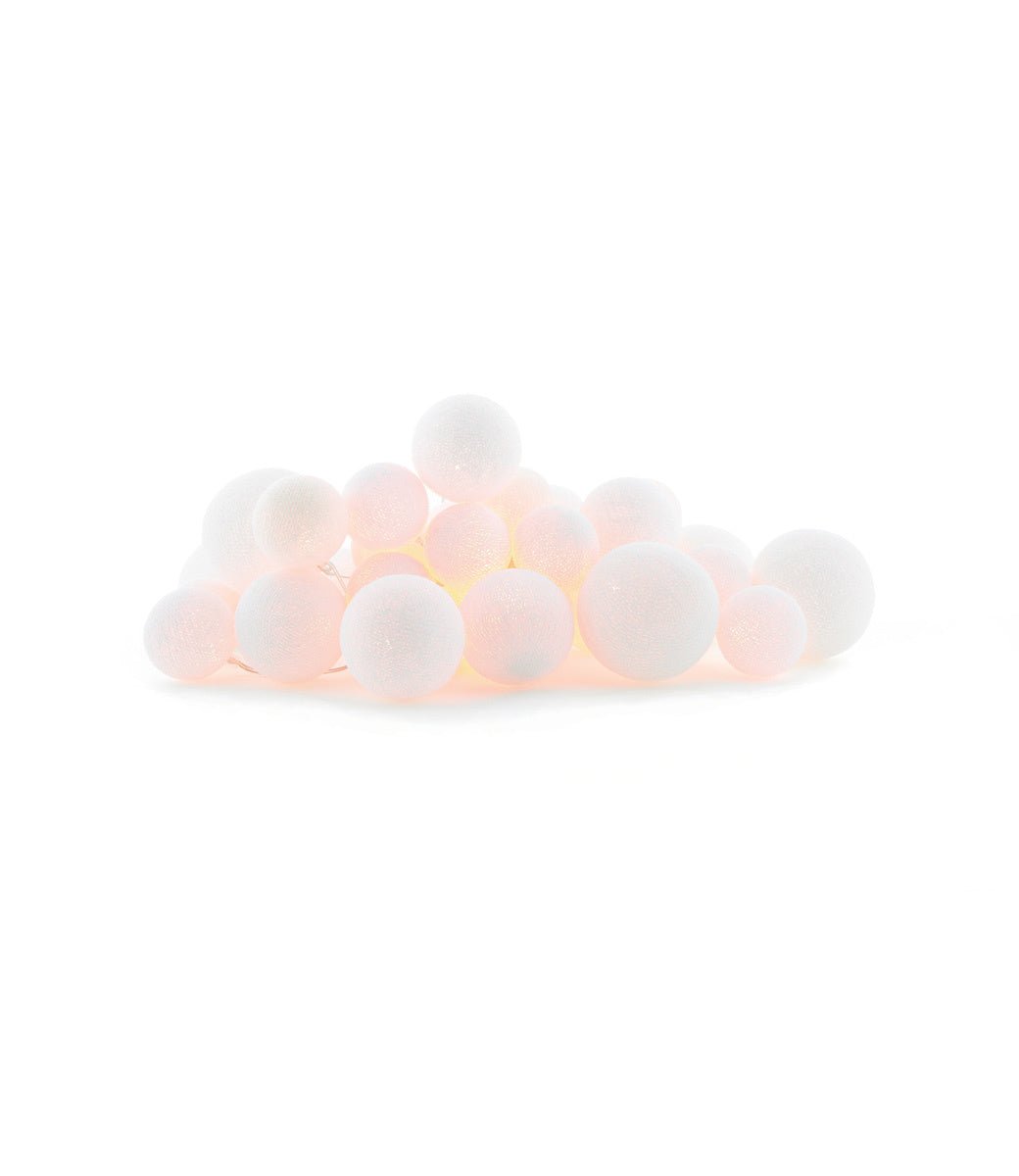 Cotton Ball Lichterkette Weihnachten - 20 LED Warmweiß Silber Gold {{ Shabby Chic und Landhaus Deko }} {{ www.Stein-Alt.de }}