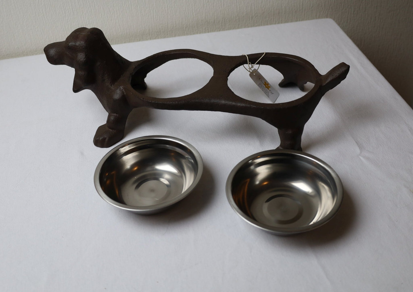 Dackel Futternapf aus Gusseisen - 2x350ml Hundenapf im Landhausstil {{ Shabby Chic und Landhaus Deko }} {{ www.Stein-Alt.de }}