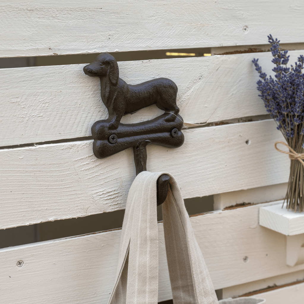 Dackel Wandhaken Gusseisen - Hundegarderobe Shabby Chic Landhausstil {{ Shabby Chic und Landhaus Deko }} {{ www.Stein-Alt.de }}