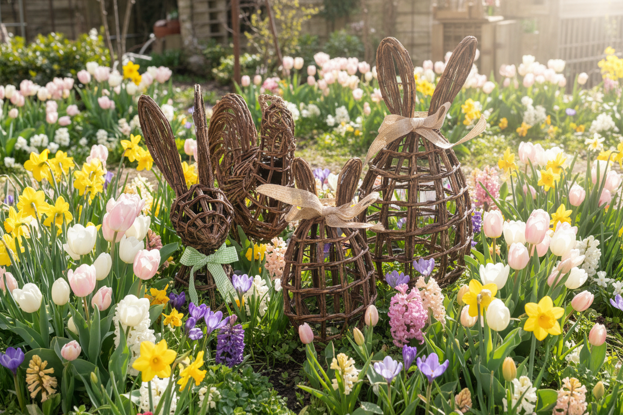 Deko Hase Ostern Braun Rattan - Osterdeko Figur Frühling Landhaus {{ Shabby Chic und Landhaus Deko }} {{ www.Stein-Alt.de }}