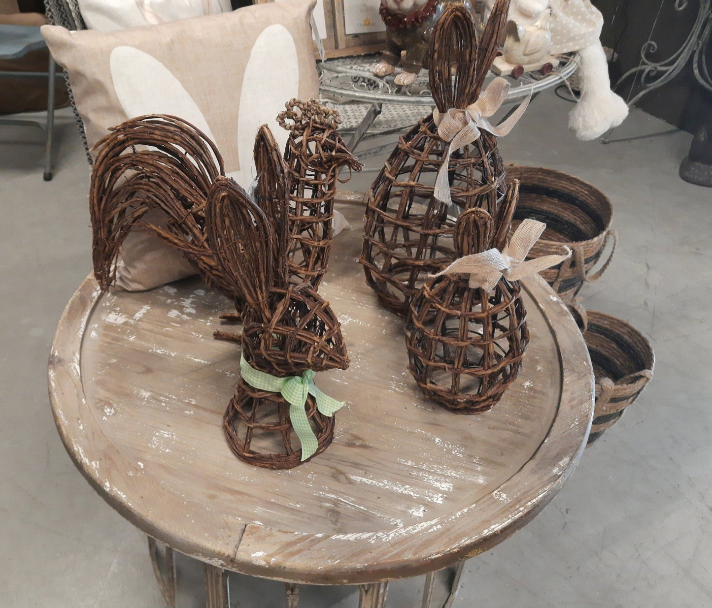 Deko Hase Ostern Braun Rattan - Osterdeko Figur Frühling Landhaus {{ Shabby Chic und Landhaus Deko }} {{ www.Stein-Alt.de }}