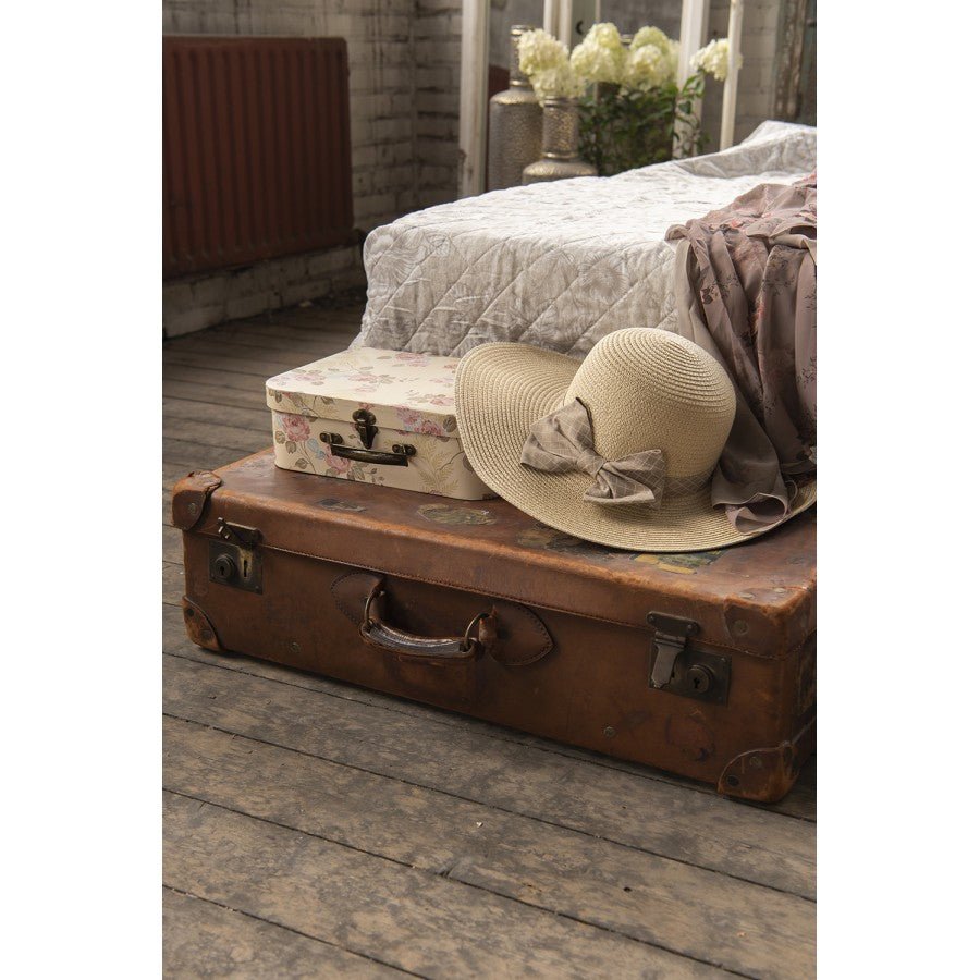 Deko Koffer Set 3-teilig Blumen Gelb Beige - Aufbewahrungsboxen Landhausstil {{ Shabby Chic und Landhaus Deko }} {{ www.Stein-Alt.de }}