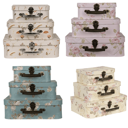 Dekokoffer 3er Set Deko-Koffer Blumenmuster – Aufbewahrung Landhausstil Clayre & Eef Shabby Chic und Landhaus Deko bei www.Stein-Alt.de
