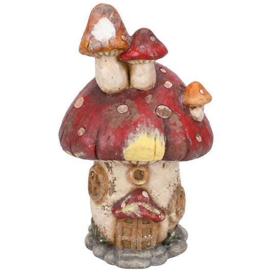 Deko-Pilz Feenhaus Keramik Beige-Rot 30x27x50 cm {{ Shabby Chic und Landhaus Deko }} {{ www.Stein-Alt.de }}
