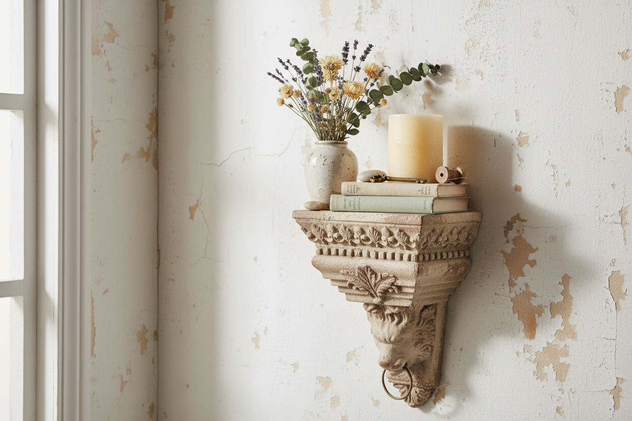 Shabby Chic Wandkonsole - Mediterrane Wanddeko im Landhausstil {{ Shabby Chic und Landhaus Deko }} {{ www.Stein-Alt.de The cosy Cottage }}