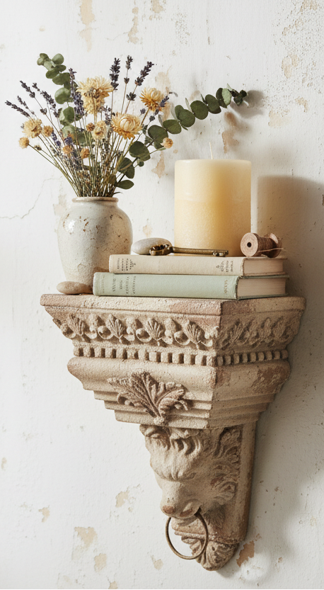 Shabby Chic Wandkonsole - Mediterrane Wanddeko im Landhausstil {{ Shabby Chic und Landhaus Deko }} {{ www.Stein-Alt.de The cosy Cottage }}