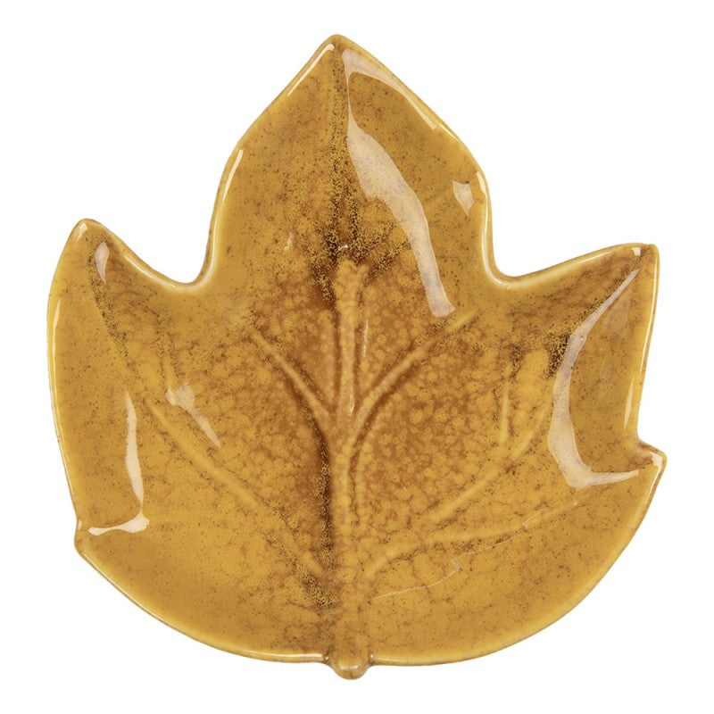 Keramik Schale Blattform Gelb 14x13 cm - Herbst Dekoration