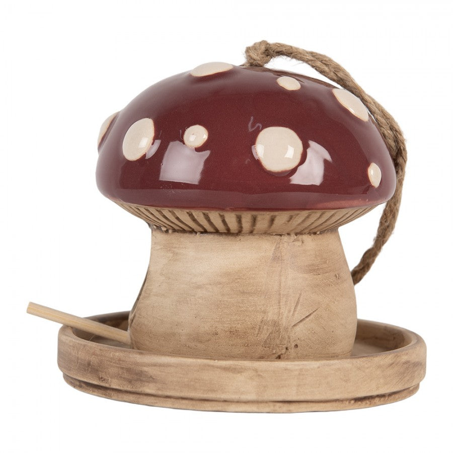 Vogelhäuschen / Schlafplatz für Vögel aus Keramik in Fliegenpilzform