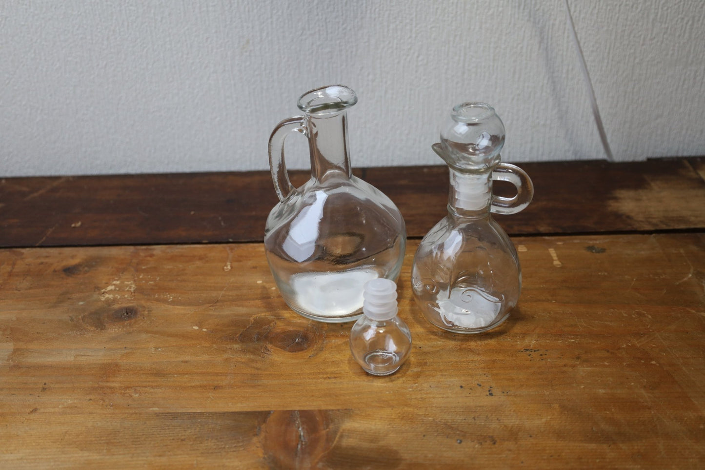 Glasflasche mit Stopfen & Ausguss – Vintage Deko, 175 ml & 400 ml {{ Shabby Chic und Landhaus Deko }} {{ www.Stein-Alt.de }}