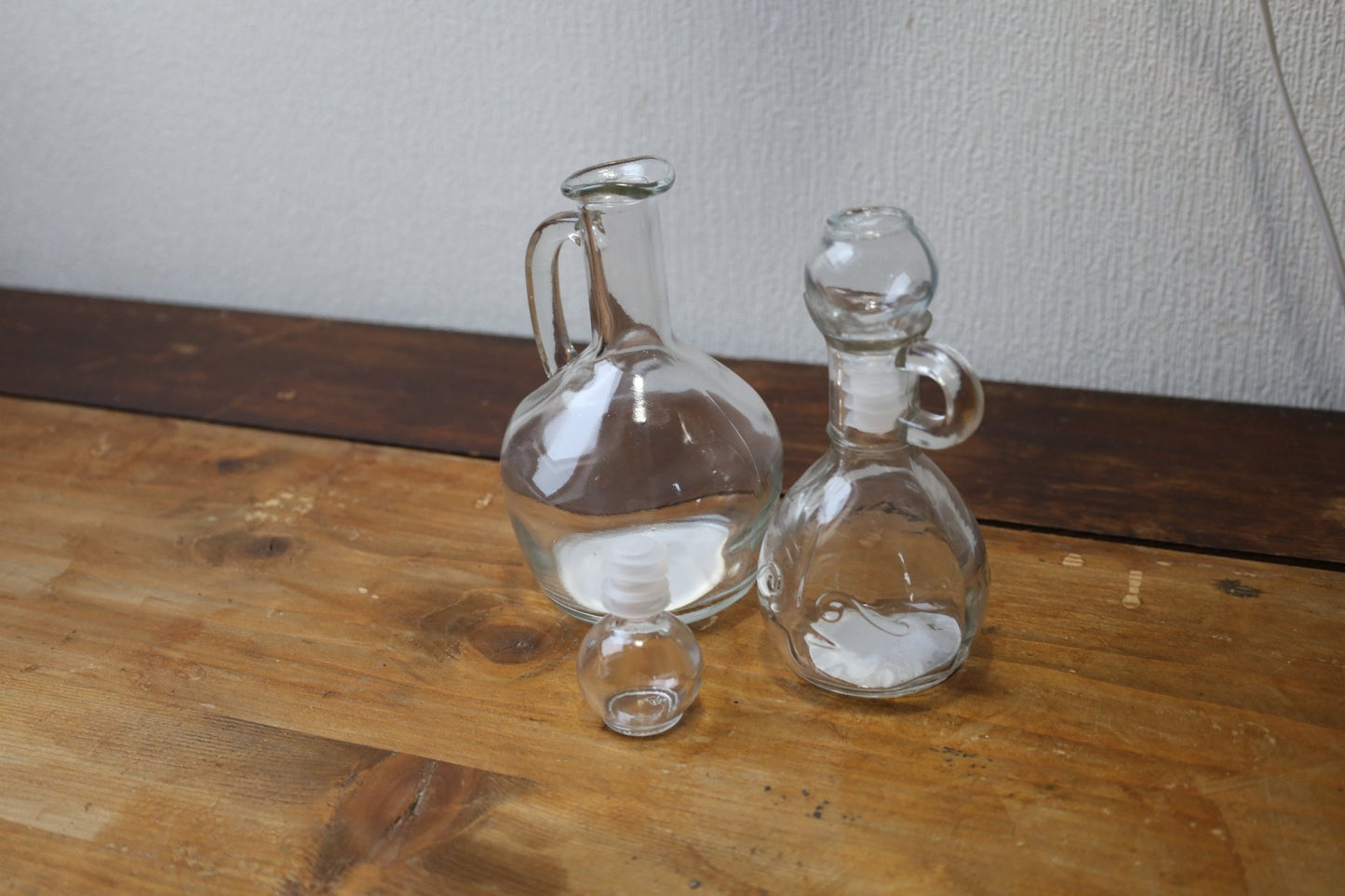 Glasflasche mit Stopfen & Ausguss – Vintage Deko, 175 ml & 400 ml {{ Shabby Chic und Landhaus Deko }} {{ www.Stein-Alt.de }}