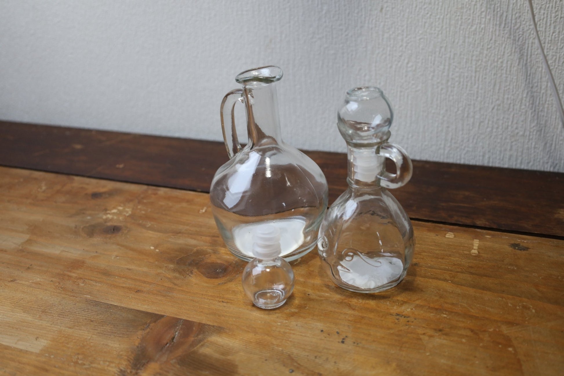 Glasflasche mit Stopfen & Ausguss – Vintage Deko, 175 ml & 400 ml {{ Shabby Chic und Landhaus Deko }} {{ www.Stein-Alt.de }}
