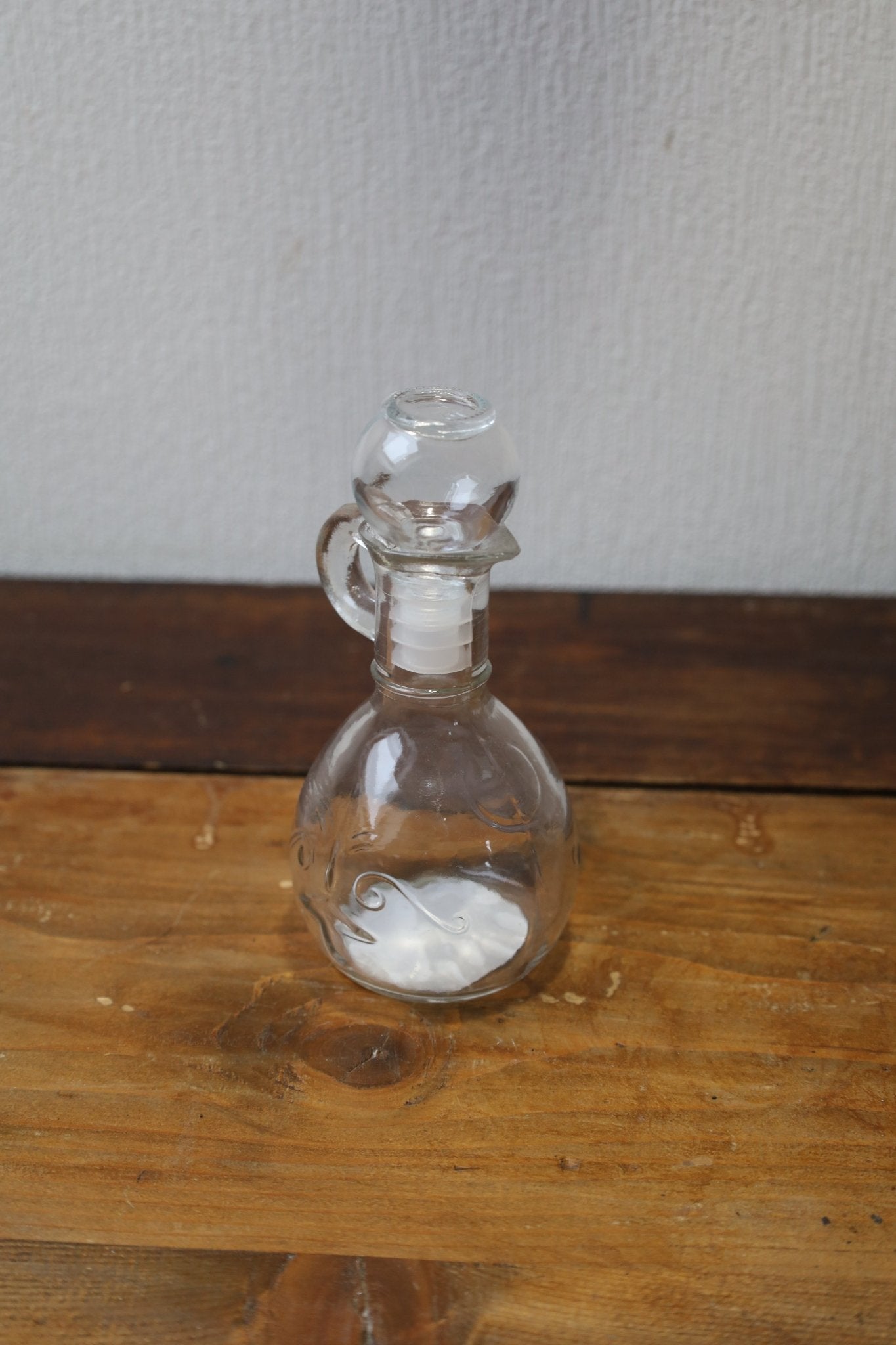 Glasflasche mit Stopfen & Ausguss – Vintage Deko, 175 ml & 400 ml {{ Shabby Chic und Landhaus Deko }} {{ www.Stein-Alt.de }}