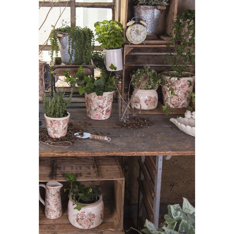 Dekorative Keramik-Kugel mit Rosenmotiv - Shabby Chic Landhaus Deko {{ Shabby Chic und Landhaus Deko }} {{ www.Stein-Alt.de }}