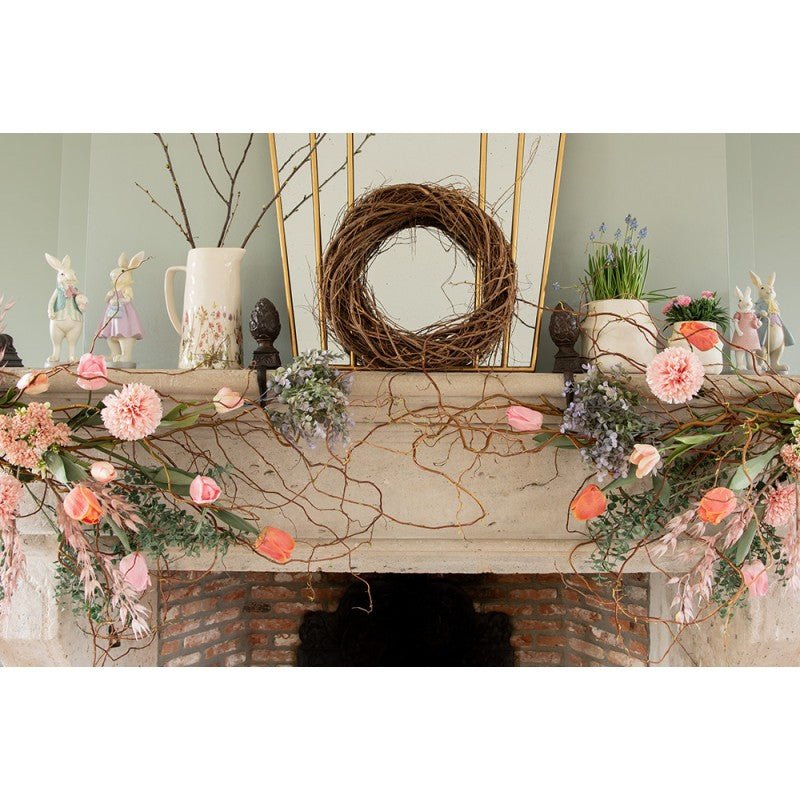 Dekorativer Keramik-Krug mit Wiesenblumen-Motiv - Beige-Rosa Landhausstil {{ Shabby Chic und Landhaus Deko }} {{ www.Stein-Alt.de }}