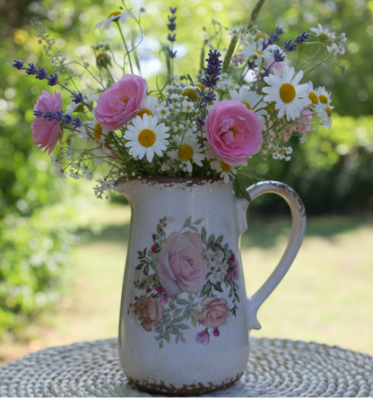 Krug / Vase Dekorativer Krug mit Rosenmotiv im Cottage-Stil aus Keramik Shabby Chic und Landhaus Deko bei www.Stein-Alt.de