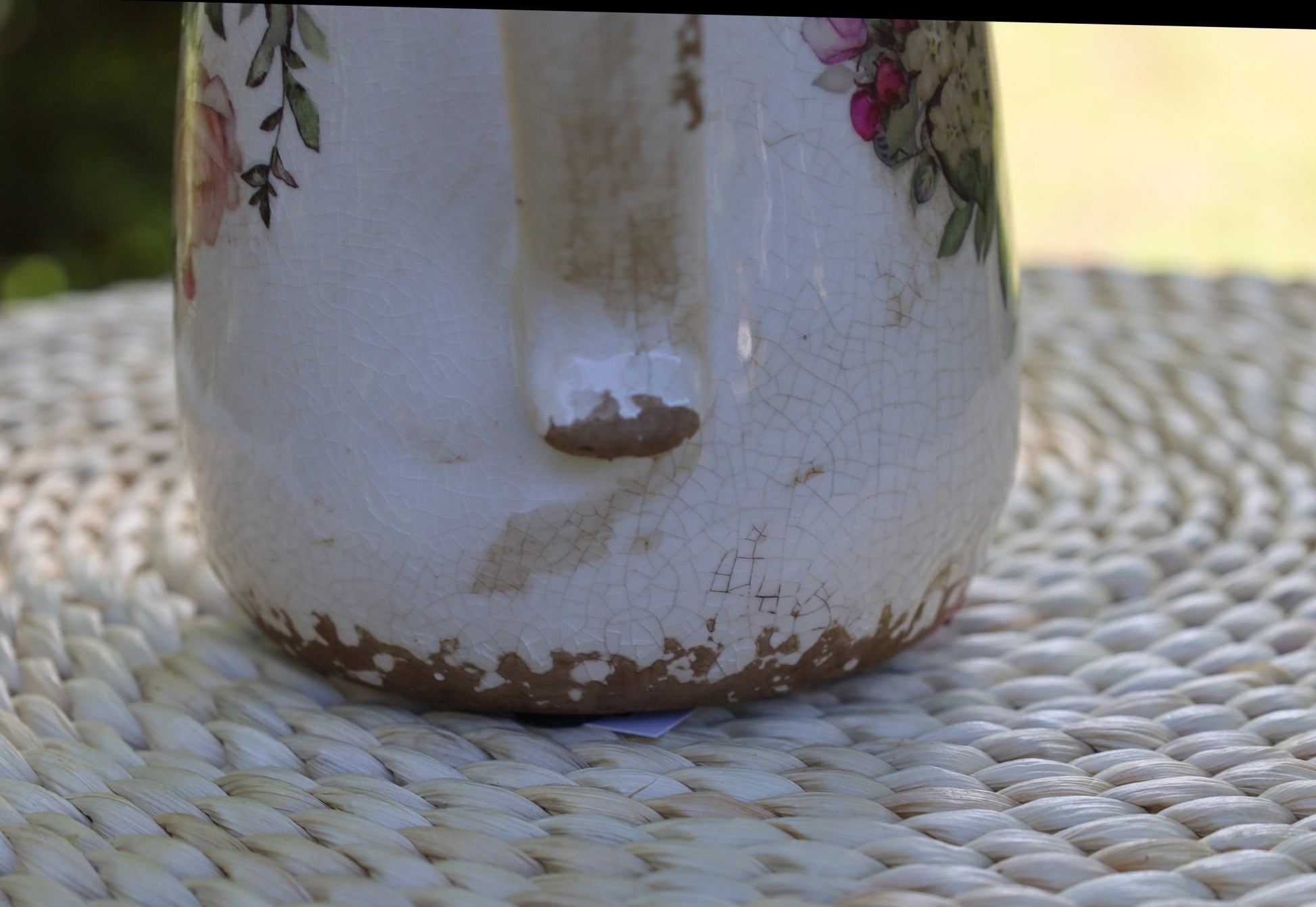 Dekorativer Krug mit Rosenmotiv im Cottage-Stil aus Keramik {{ Shabby Chic und Landhaus Deko }} {{ www.Stein-Alt.de }}