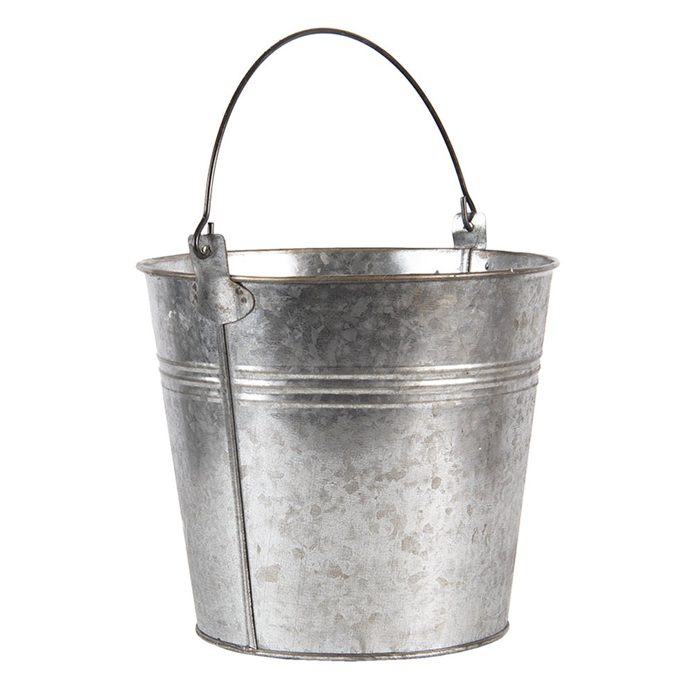 Zinkeimer Grau | Dekorativer Übertopf im Landhausstil Ø 18 cm {{ Shabby Chic und Landhaus Deko }} {{ www.Stein-Alt.de }}