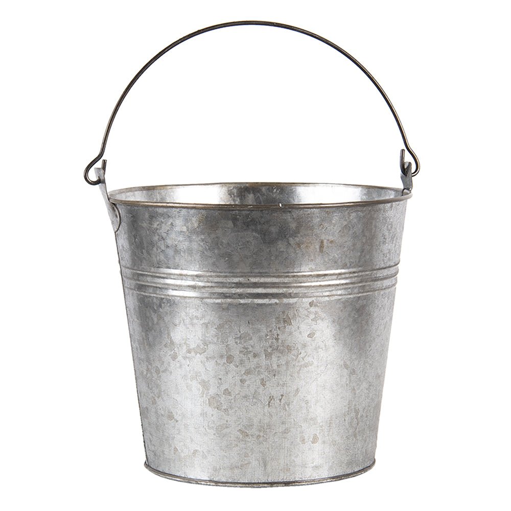 Zinkeimer Grau | Dekorativer Übertopf im Landhausstil Ø 18 cm {{ Shabby Chic und Landhaus Deko }} {{ www.Stein-Alt.de }}