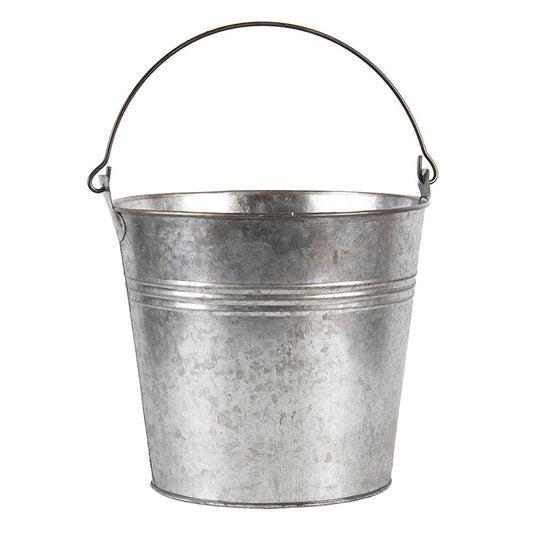 Zinkeimer Grau | Dekorativer Übertopf im Landhausstil Ø 18 cm {{ Shabby Chic und Landhaus Deko }} {{ www.Stein-Alt.de }}