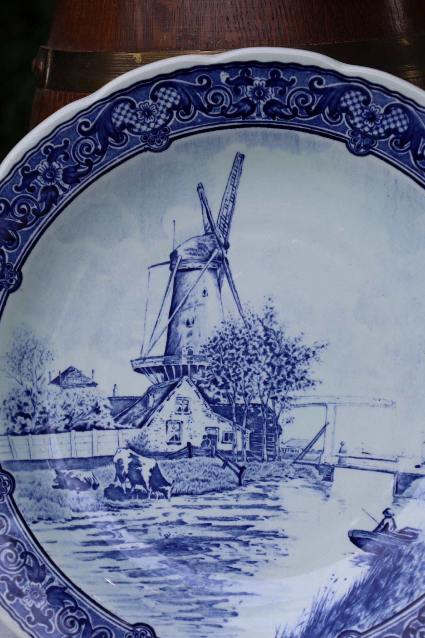 Delfter Keramik Teller mit Windmühle - Original Delft Blau-Weiß Ø 30 cm {{ Shabby Chic und Landhaus Deko }} {{ www.Stein-Alt.de }}
