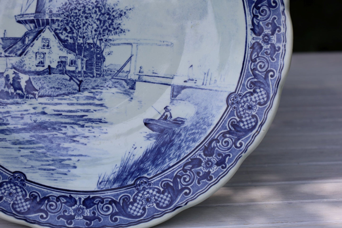 Delfter Keramik Teller mit Windmühle - Original Delft Blau-Weiß Ø 30 cm {{ Shabby Chic und Landhaus Deko }} {{ www.Stein-Alt.de }}
