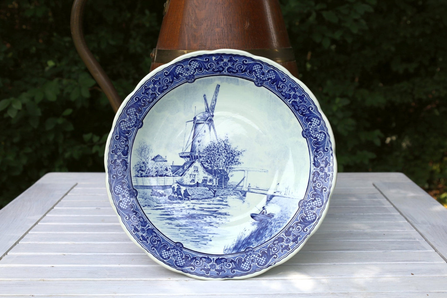 Delfter Keramik Teller mit Windmühle - Original Delft Blau-Weiß Ø 30 cm {{ Shabby Chic und Landhaus Deko }} {{ www.Stein-Alt.de }}