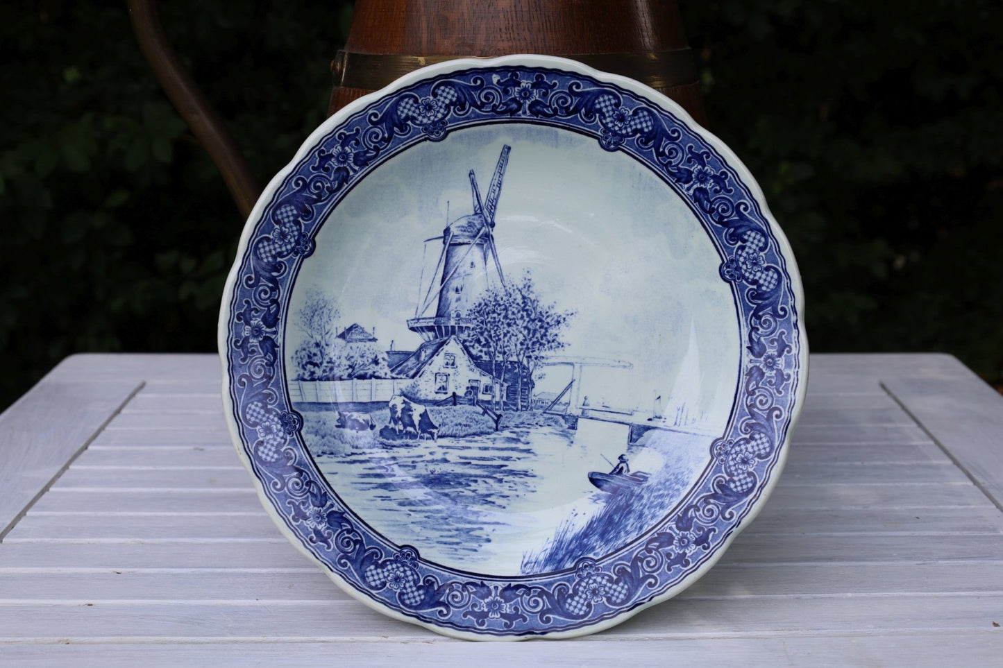 Delfter Keramik Teller mit Windmühle - Original Delft Blau-Weiß Ø 30 cm {{ Shabby Chic und Landhaus Deko }} {{ www.Stein-Alt.de }}