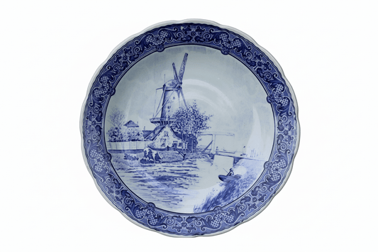 Delfter Keramik Teller mit Windmühle - Original Delft Blau-Weiß Ø 30 cm {{ Shabby Chic und Landhaus Deko }} {{ www.Stein-Alt.de }}