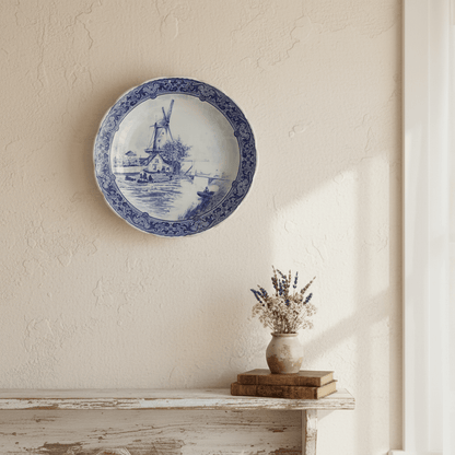 Zierteller Delfter Keramik Teller mit Windmühle - Original Delft Blau-Weiß Ø 30 cm Shabby Chic und Landhaus Deko bei www.Stein-Alt.de