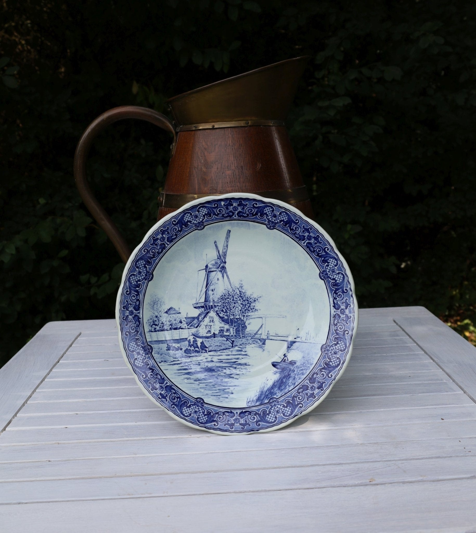 Delfter Keramik Teller mit Windmühle - Original Delft Blau-Weiß Ø 30 cm {{ Shabby Chic und Landhaus Deko }} {{ www.Stein-Alt.de }}
