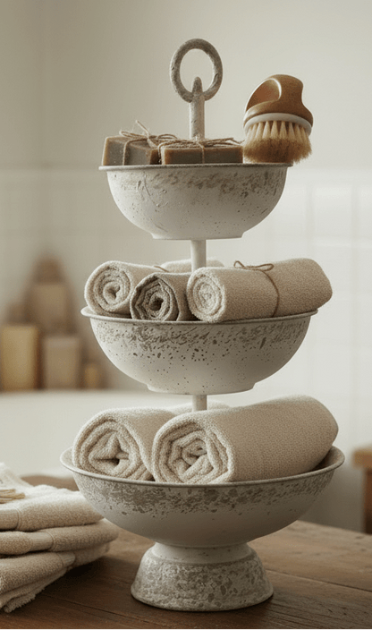 Etagere Etagere Dreistöckig Weiß Metall – Shabby Chic Landhausstil Clayre & Eef Shabby Chic und Landhaus Deko bei www.Stein-Alt.de