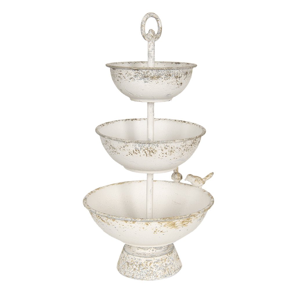 Dreistöckige Etagere mit Schalen Weiß - Shabby Chic Metall {{ Shabby Chic und Landhaus Deko }} {{ www.Stein-Alt.de }}