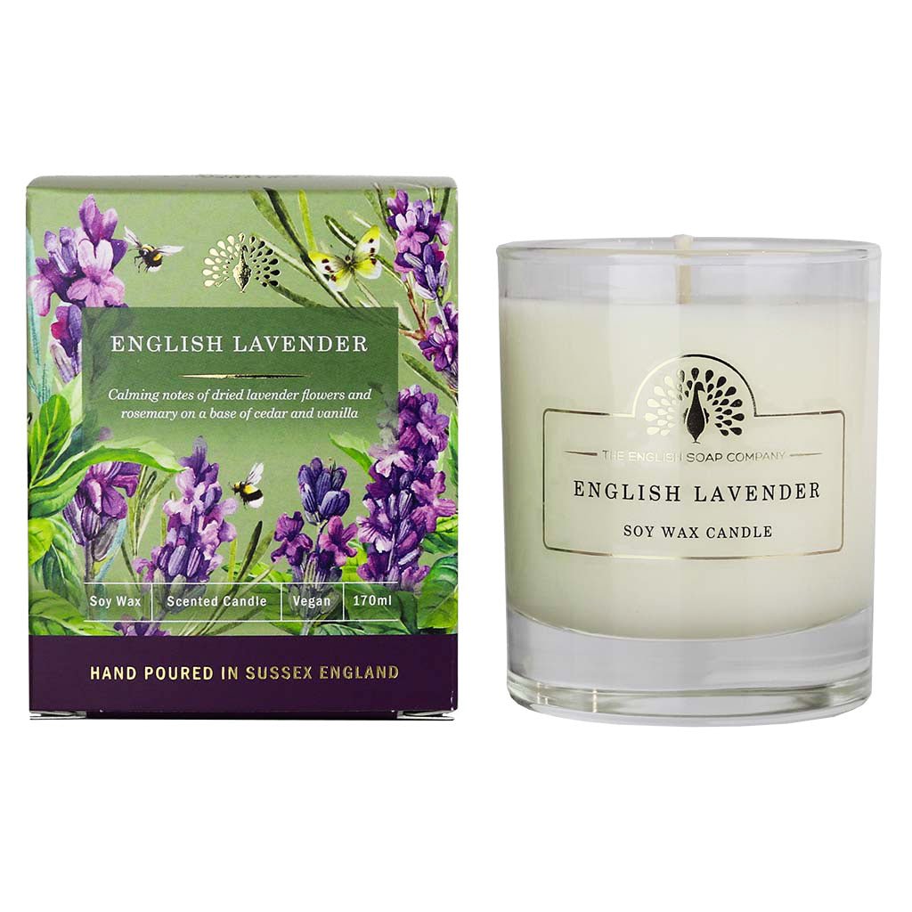 Duftkerze im Glas – Englischer Lavendel auf Sojawachsbasis, 35 Std. Brenndauer {{ Shabby Chic und Landhaus Deko }} {{ www.Stein-Alt.de }}