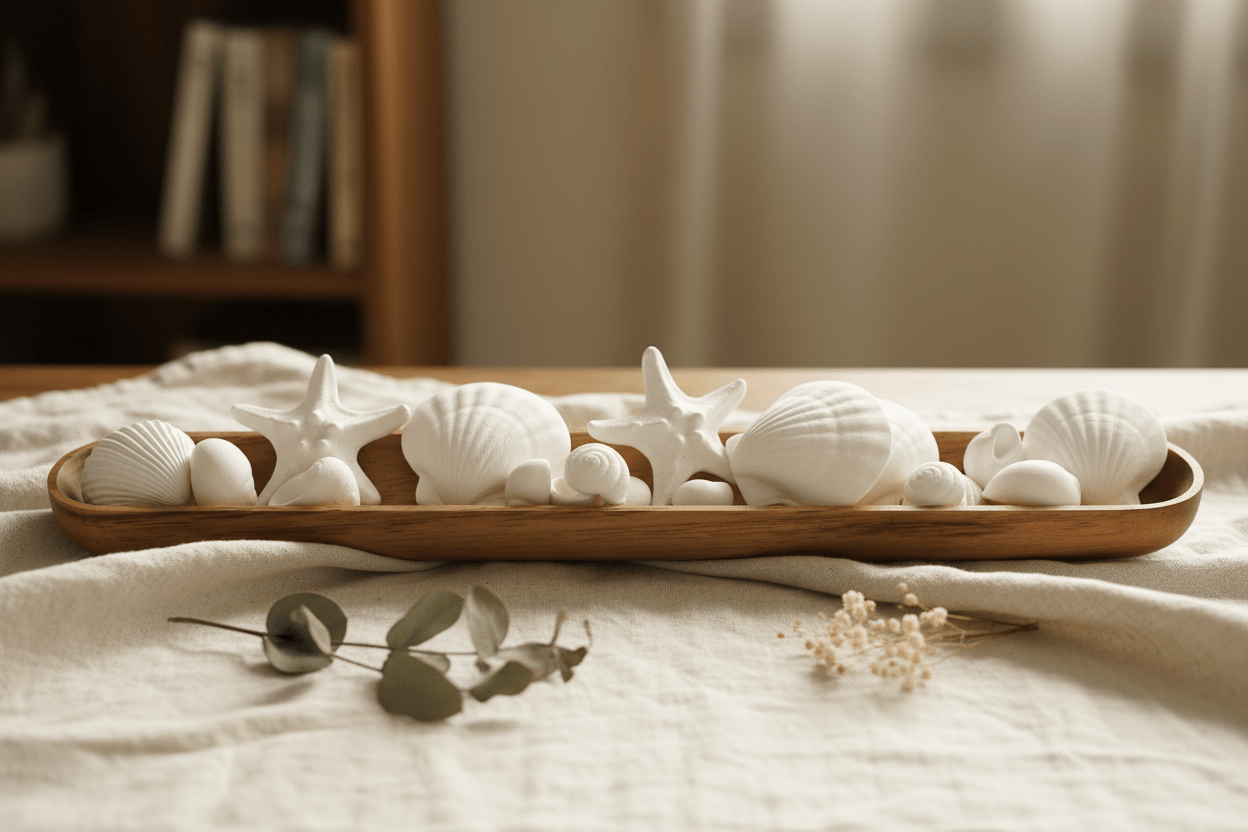 Duftsteine aus Porzellan ( Seesterne und Muscheln) für Ätherische Öle {{ Shabby Chic und Landhaus Deko }} {{ www.Stein-Alt.de }}