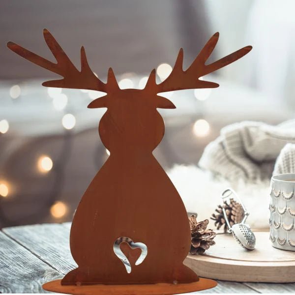 Edelrost Elch / Rentier | Weihnachtsdeko Garten & Balkon – 2 Größen {{ Shabby Chic und Landhaus Deko }} {{ www.Stein-Alt.de }}