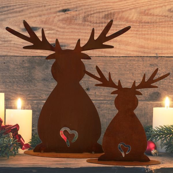 Edelrost Elch / Rentier | Weihnachtsdeko Garten & Balkon – 2 Größen {{ Shabby Chic und Landhaus Deko }} {{ www.Stein-Alt.de }}