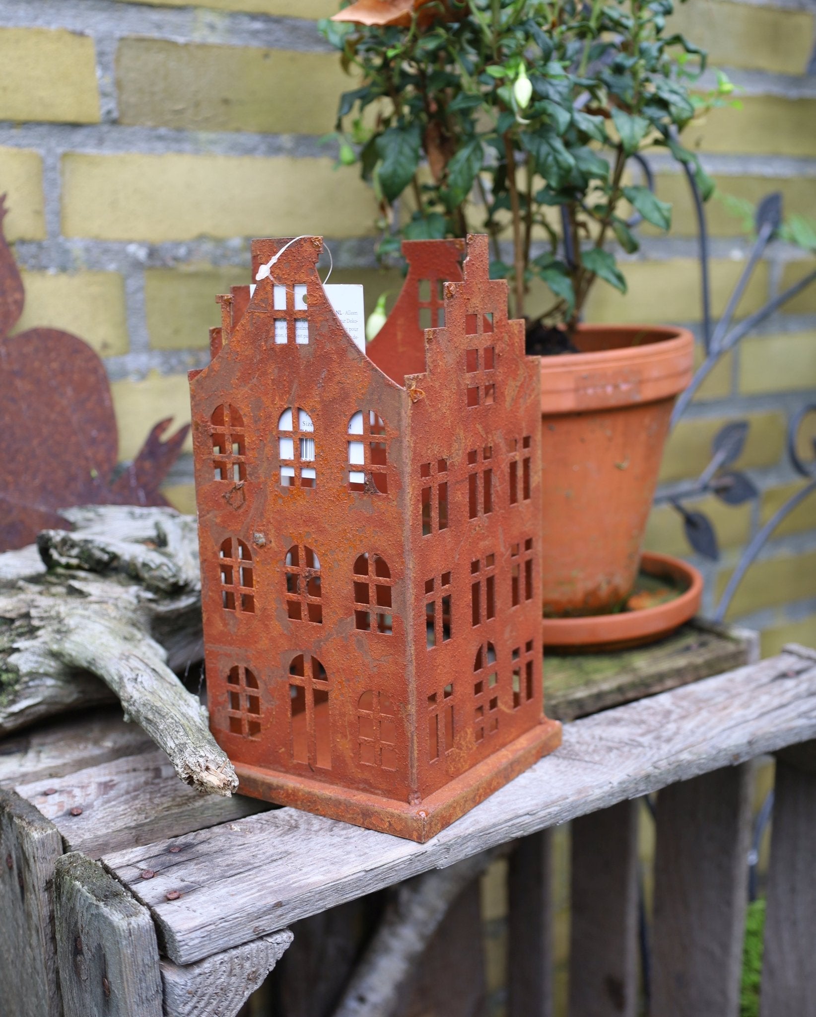Edelrost-Häuschen 2er Set | Vintage Gartendeko Shabby Chic Landhaus {{ Shabby Chic und Landhaus Deko }} {{ www.Stein-Alt.de }}