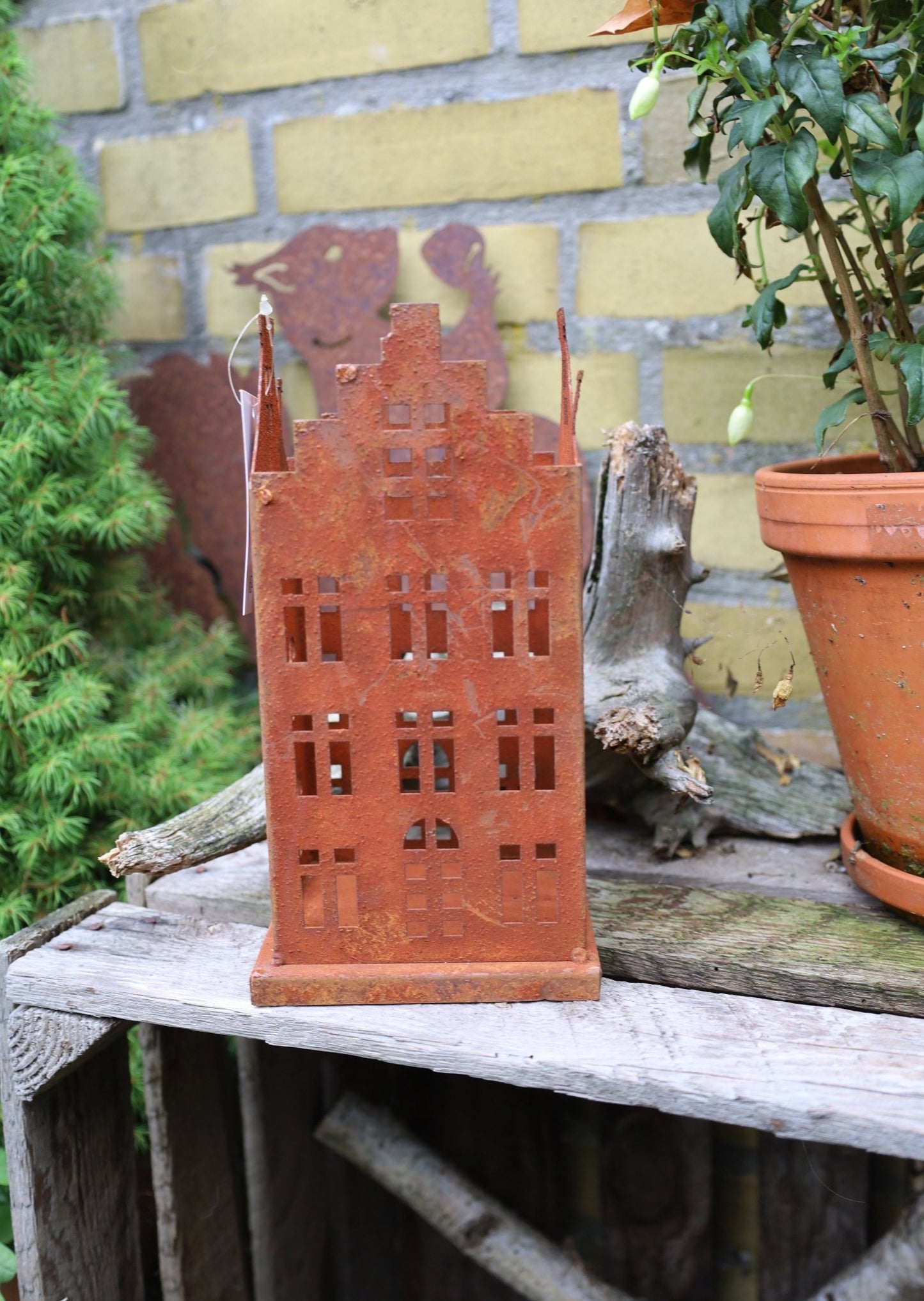 Edelrost-Häuschen 2er Set | Vintage Gartendeko Shabby Chic Landhaus {{ Shabby Chic und Landhaus Deko }} {{ www.Stein-Alt.de }}