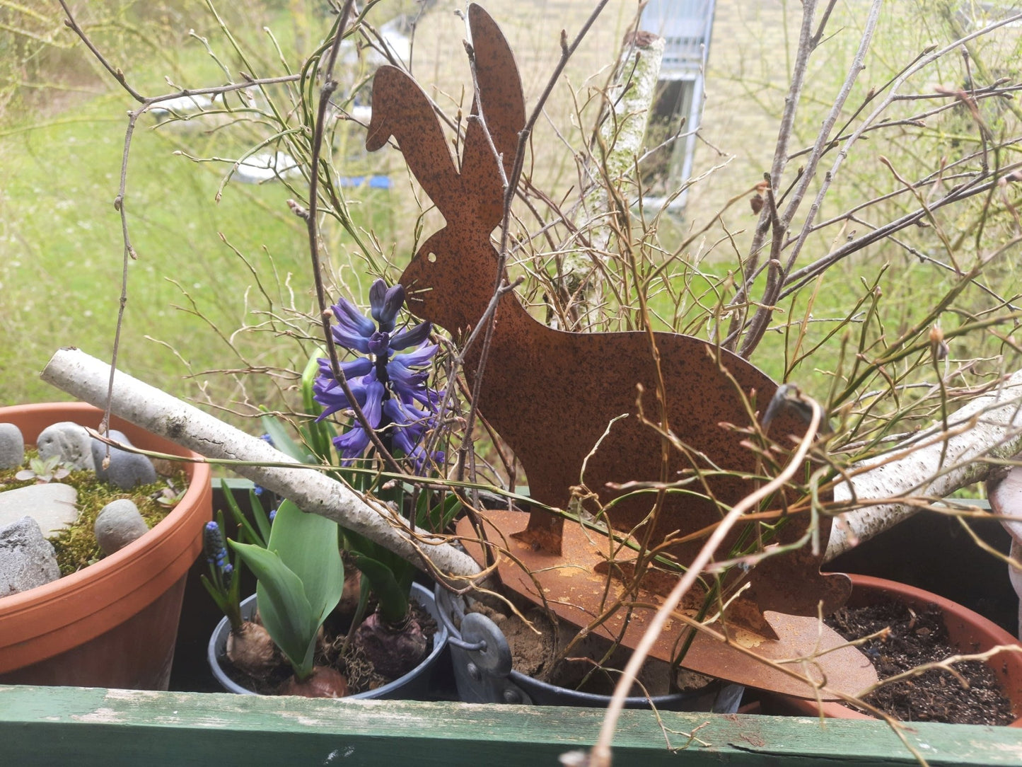Edelrost Hase - Osterdeko für Garten & Haus | Rostikal {{ Shabby Chic und Landhaus Deko }} {{ www.Stein-Alt.de }}