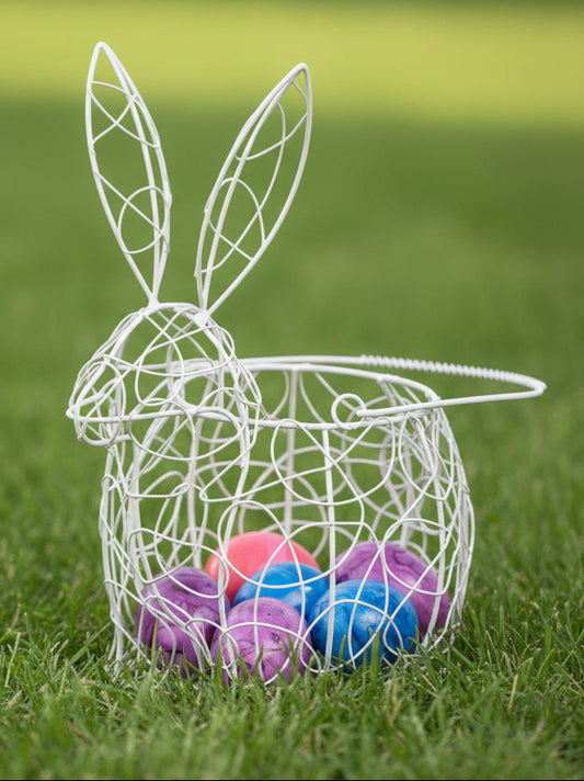 Osterkörbchen Hasenform Weiß Metall - Dekokorb Frühling Landhaus