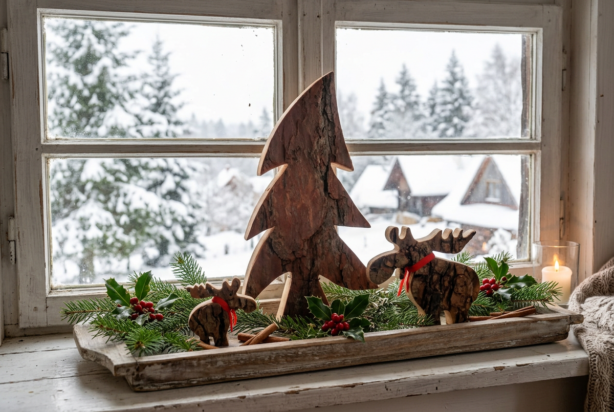 Dekofigur Elch / Rentier Dekofigur Landhausstil Rindenholz Braun in 2 Größen Shabby-Chic und Landhaus-Deko bei www.Stein-Alt.de