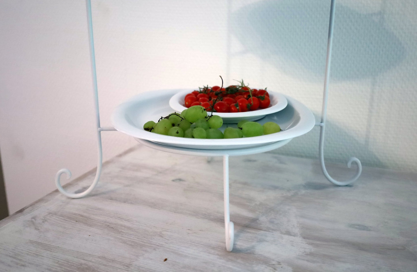 Etagere Weiß Metall Landhausstil - Tellerständer & Obstablage {{ Shabby Chic und Landhaus Deko }} {{ www.Stein-Alt.de }}